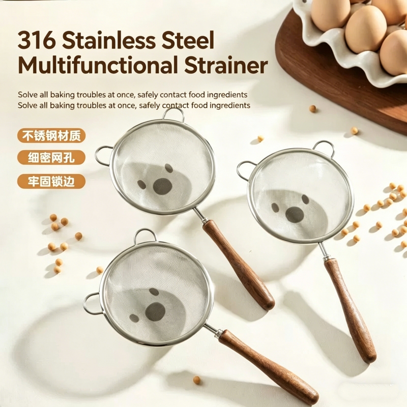 Baby Food Strainer - Saringan filter halus, gagang kayu 304