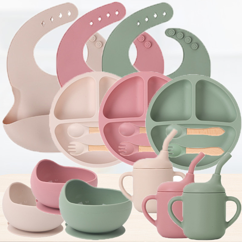 Baby Food Quantity - Set peralatan makan silikon anak-anak, Set