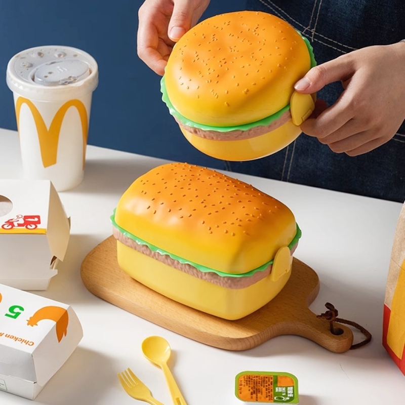 Baby Food Container - Kotak makan siang Hamburger tingkat ganda
