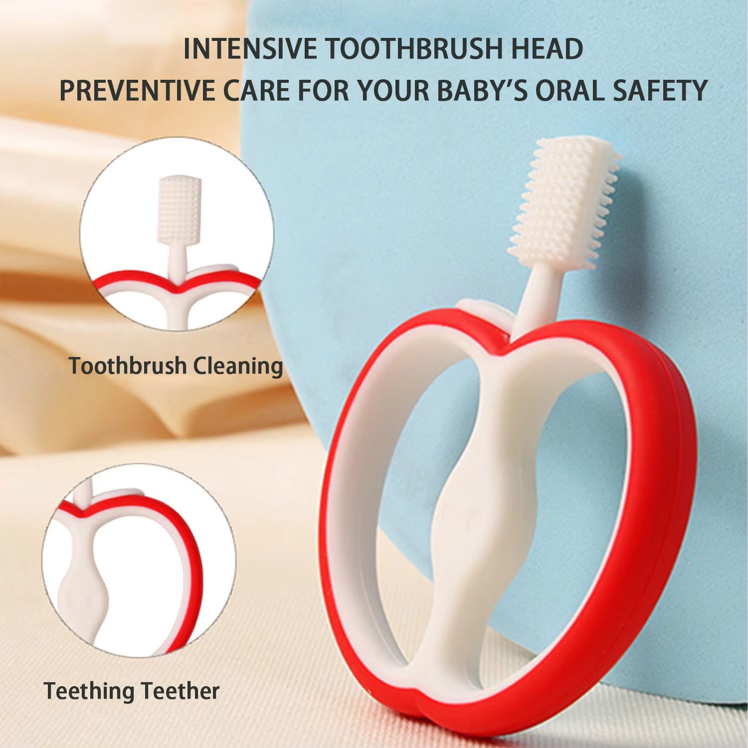 Teether Silikon Apel Lucu, Mai - Baby Food Apple ulasan dan harga